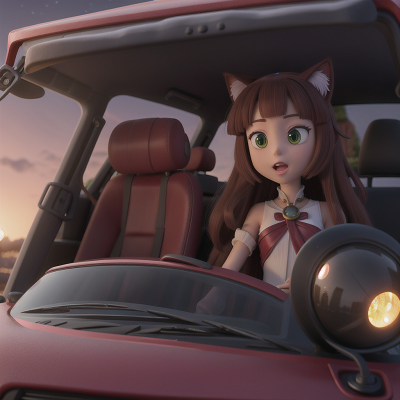 Image For Post Anime, cat, alien planet, princess, car, treasure, HD, 4K, AI Generated Art