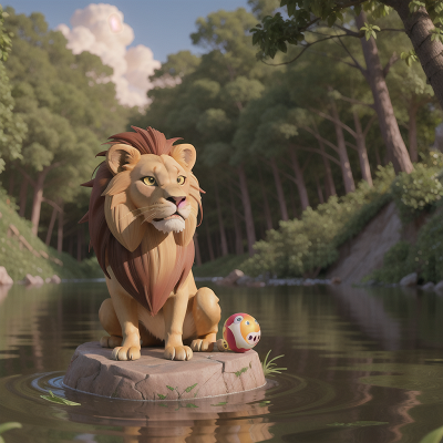 Image For Post Anime, lion, flood, airplane, forest, golden egg, HD, 4K, AI Generated Art