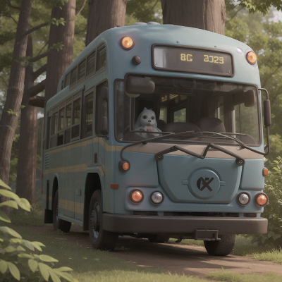 Image For Post Anime, ghostly apparition, bus, robotic pet, cyborg, forest, HD, 4K, AI Generated Art