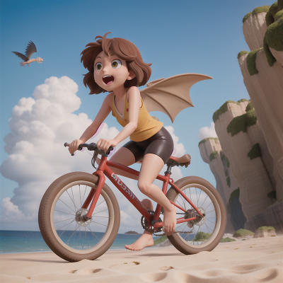 Image For Post Anime, drought, beach, bicycle, bravery, pterodactyl, HD, 4K, AI Generated Art