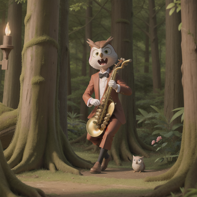 Image For Post Anime, forest, owl, cathedral, saxophone, anger, HD, 4K, AI Generated Art