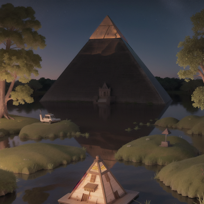 Image For Post Anime, swamp, pyramid, boat, telescope, drought, HD, 4K, AI Generated Art