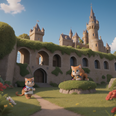 Image For Post Anime, cat, rocket, dwarf, medieval castle, fish, HD, 4K, AI Generated Art