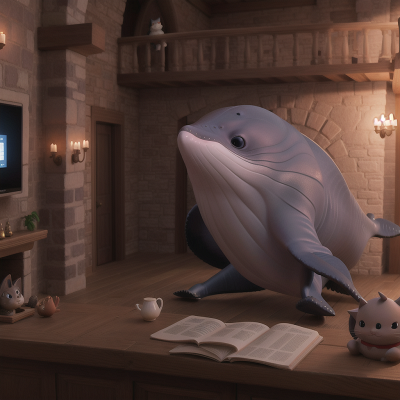Image For Post Anime, whale, knights, cat, virtual reality, castle, HD, 4K, AI Generated Art
