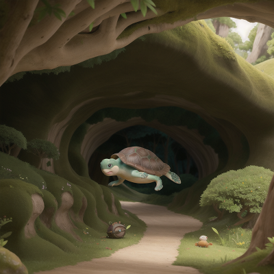 Image For Post Anime, turtle, forest, flying, cave, confusion, HD, 4K, AI Generated Art
