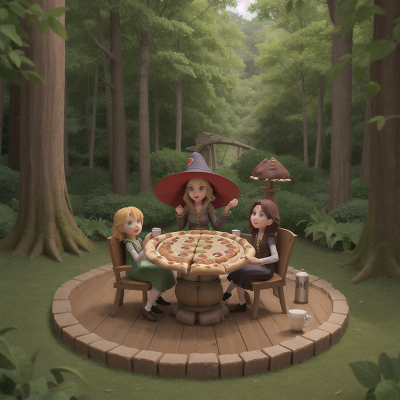 Image For Post Anime, storm, coffee shop, forest, witch's cauldron, pizza, HD, 4K, AI Generated Art