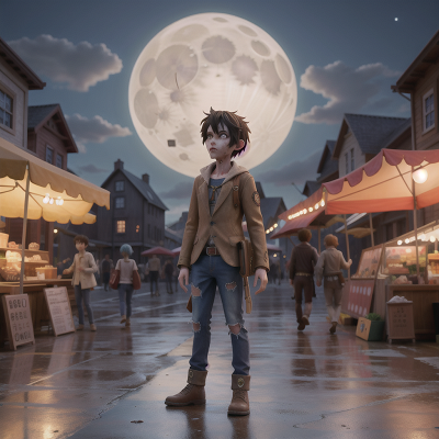 Image For Post Anime, zombie, bravery, coffee shop, moonlight, market, HD, 4K, AI Generated Art
