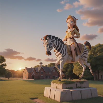 Image For Post Anime, sunrise, farm, statue, zebra, king, HD, 4K, AI Generated Art