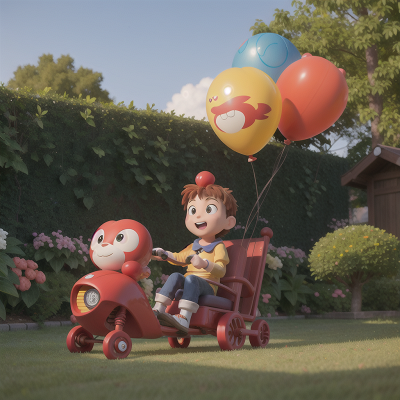 Image For Post Anime, garden, balloon, sled, griffin, rocket, HD, 4K, AI Generated Art