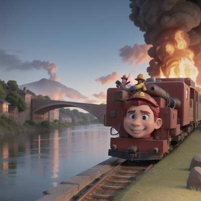 Image For Post Anime, troll, river, train, firefighter, harp, HD, 4K, AI Generated Art