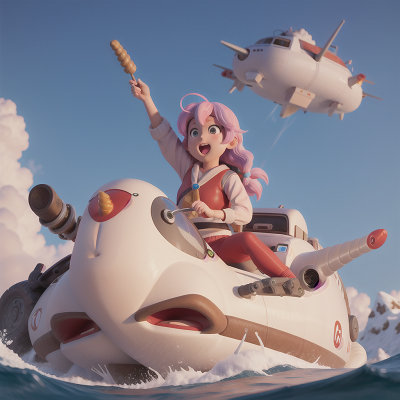 Image For Post Anime, unicorn, sasquatch, snow, tsunami, hovercraft, HD, 4K, AI Generated Art