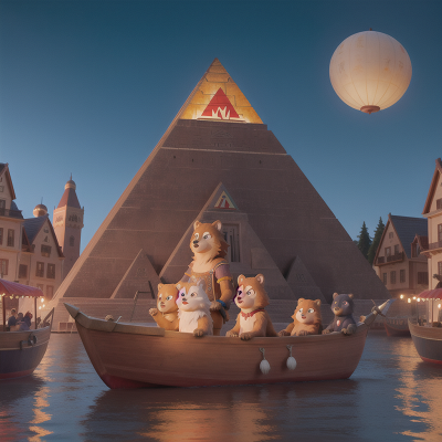 Image For Post Anime, pyramid, bear, werewolf, carnival, boat, HD, 4K, AI Generated Art