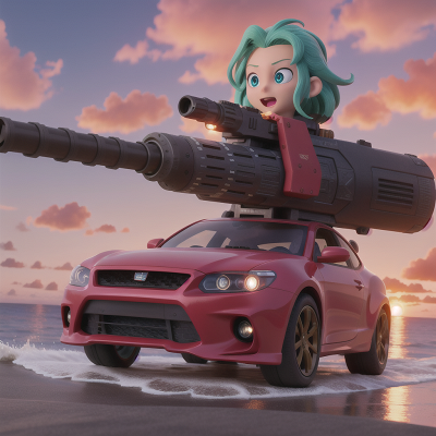Image For Post Anime, laser gun, wizard, sunset, ocean, car, HD, 4K, AI Generated Art