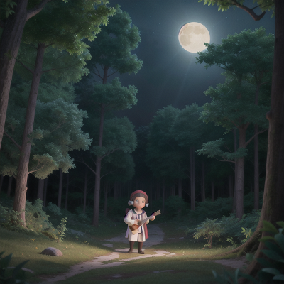 Image For Post Anime, musician, artificial intelligence, doctor, moonlight, forest, HD, 4K, AI Generated Art