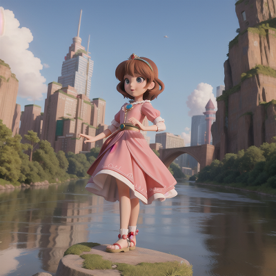 Image For Post Anime, river, princess, skyscraper, avalanche, crystal ball, HD, 4K, AI Generated Art