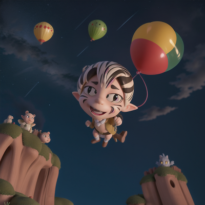 Image For Post Anime, balloon, helicopter, zebra, goblin, stars, HD, 4K, AI Generated Art