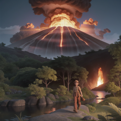Image For Post Anime, train, romance, bigfoot, volcanic eruption, jungle, HD, 4K, AI Generated Art