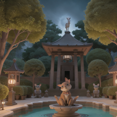 Image For Post Anime, kangaroo, haunted mansion, circus, temple, fountain, HD, 4K, AI Generated Art