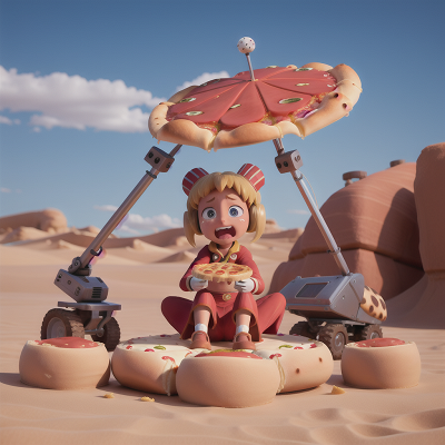 Image For Post Anime, desert, pizza, robotic pet, crying, circus, HD, 4K, AI Generated Art