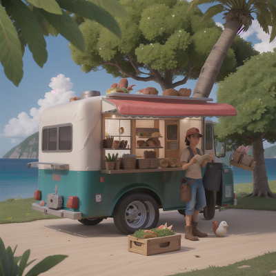 Image For Post Anime, farmer, taco truck, island, bird, book, HD, 4K, AI Generated Art