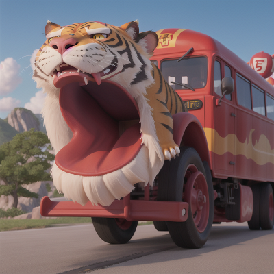 Image For Post Anime, anger, sabertooth tiger, car, bus, circus, HD, 4K, AI Generated Art