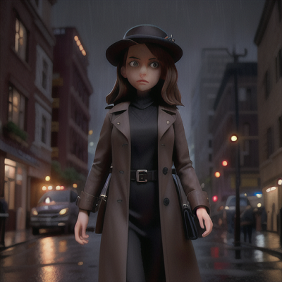 Image For Post Anime Art, Unassuming psychic detective, messy brown hair and sharp eyes, in a dark and rainy cityscape