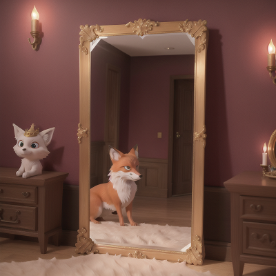 Image For Post Anime, enchanted mirror, demon, king, museum, fox, HD, 4K, AI Generated Art