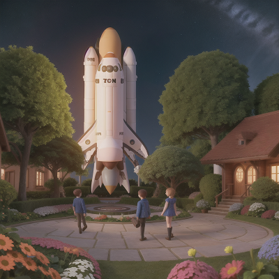 Image For Post Anime, space shuttle, space, crystal, garden, clock, HD, 4K, AI Generated Art