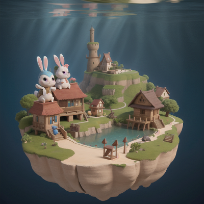 Image For Post Anime, sword, village, rabbit, drum, underwater city, HD, 4K, AI Generated Art