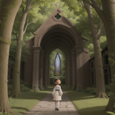 Image For Post Anime, cathedral, scientist, angel, teleportation device, enchanted forest, HD, 4K, AI Generated Art