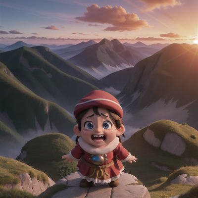 Image For Post Anime, crying, mountains, sunrise, dwarf, circus, HD, 4K, AI Generated Art