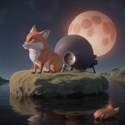 Image For Post Anime, telescope, alien planet, river, fox, wizard, HD, 4K, AI Generated Art
