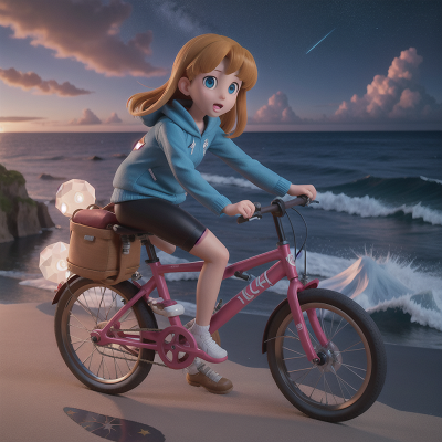 Image For Post Anime, bicycle, crystal, telescope, ocean, stars, HD, 4K, AI Generated Art