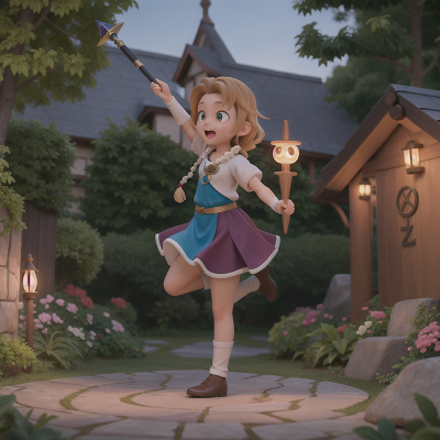 Image For Post Anime, cursed amulet, magic wand, jumping, garden, zookeeper, HD, 4K, AI Generated Art