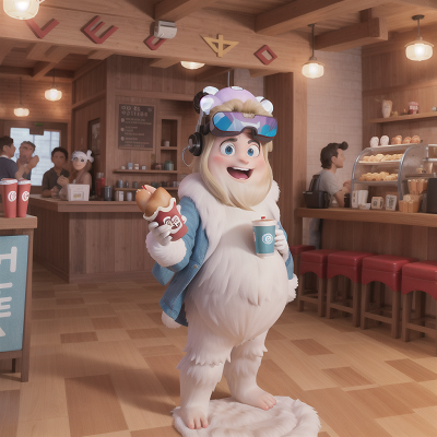 Image For Post Anime, yeti, virtual reality, surprise, hot dog stand, coffee shop, HD, 4K, AI Generated Art