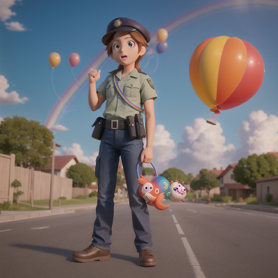 Image For Post Anime, rainbow, police officer, balloon, fish, earthquake, HD, 4K, AI Generated Art