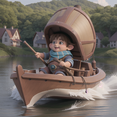 Image For Post Anime, boat, tractor, shield, fairy, dwarf, HD, 4K, AI Generated Art