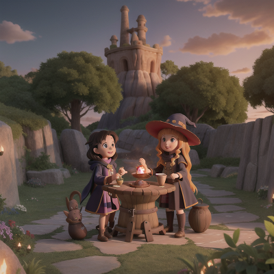 Image For Post Anime, witch's cauldron, sunset, ancient scroll, invisibility cloak, zookeeper, HD, 4K, AI Generated Art