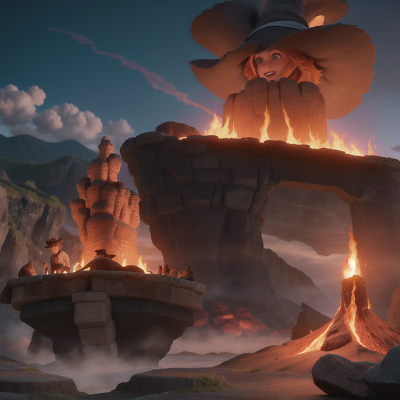 Image For Post Anime, witch's cauldron, betrayal, city, cowboys, volcanic eruption, HD, 4K, AI Generated Art