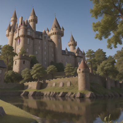 Image For Post Anime, medieval castle, castle, forest, mechanic, robot, HD, 4K, AI Generated Art