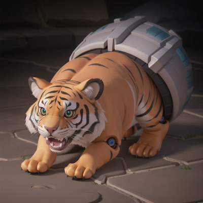 Image For Post Anime, robotic pet, drought, hidden trapdoor, tiger, energy shield, HD, 4K, AI Generated Art