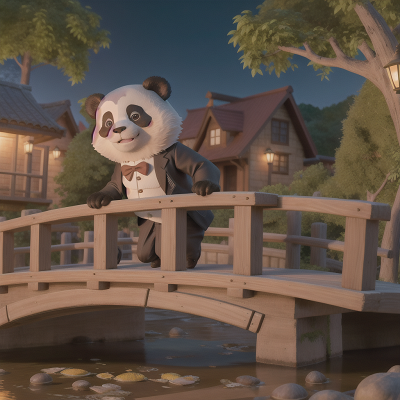 Image For Post Anime, panda, detective, map, turtle, bridge, HD, 4K, AI Generated Art