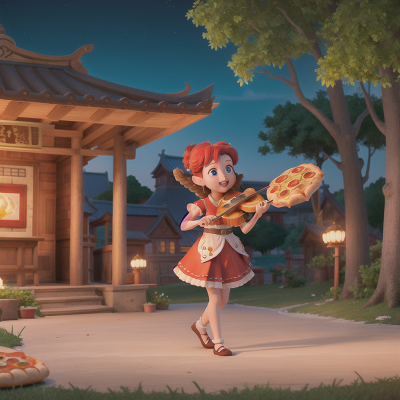 Image For Post Anime, fairy dust, pizza, accordion, violin, temple, HD, 4K, AI Generated Art