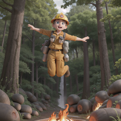 Image For Post Anime, jumping, forest, firefighter, lava, hail, HD, 4K, AI Generated Art