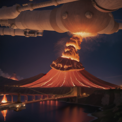 Image For Post Anime, trumpet, bridge, volcanic eruption, circus, space station, HD, 4K, AI Generated Art