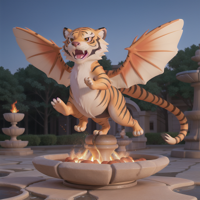 Image For Post Anime, fire, flying, bakery, sabertooth tiger, fountain, HD, 4K, AI Generated Art