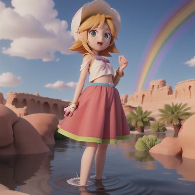 Image For Post Anime, desert oasis, rainbow, angel, flood, surprise, HD, 4K, AI Generated Art