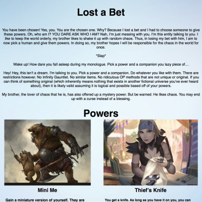 Image For Post Lost a Bet CYOA by lucidzero