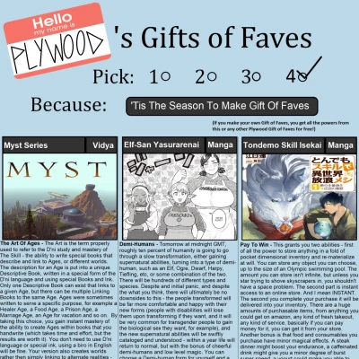 Image For Post Plywooddavid's Benevolent Gift Of Faves CYOA