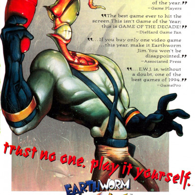 Image For Post | In other media

Earthworm Jim also starred as a fighter on Interplay's Nintendo 64 title Clay Fighter 63 1/3 in 1997 and the Blockbuster rental title Clay Fighter 63 1/3: Sculptors Cut in 1998. In the original, Jim was a default character, however in the Sculptor's Cut, he was required to be unlocked. Also in the game, he and Boogerman hold a strong rivalry between one another.

A line of Earthworm Jim toys and action figures was released in late 1995. In 1995 Marvel Comics published a 3 issue comic based on the character. In May 2019 Doug TenNapel raised money through Indiegogo to self publish a new Earthworm Jim graphic novel.

Shiny has also made references to Earthworm Jim in its later titles; their game Sacrifice features an earthworm-like god of earth called James, and there were additional references in the game MDK. Earthworm Jim also appears as a secret character in the first Battle Arena Toshinden game for PC.